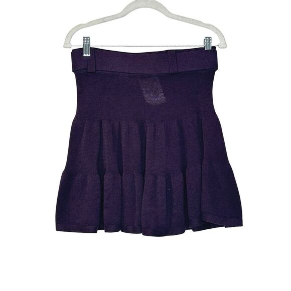 Comptoir Des Cotonniers Burgundy Purple Wool Knit Ruffle Mini Skirt | Size S - Picture 4 of 7